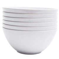 Yinshine Melamine Cereal Bowls - 28oz White Dinnerware Soup Bowls Set, Pack of 6