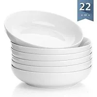 Sweese 1309 Porcelain Salad/Pasta Bowls - 22 Ounce - Set of 6, White