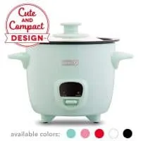 Dash DRCM200GBAQ04 Mini Rice Cooker Steamer with Removable Nonstick Pot, Keep Warm Function & Recipe Guide, Aqua