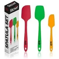 Silchef Spatulas Silicone Heat Resistant - (3 pack) - Professional Grade Non Stick Flexible Rubber Spatulas for non stick cookware