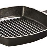 Lodge 10.5 Inch Square Cast Iron Grill Pan. Pre-seasoned Grill Pan with Easy Grease Draining for Grilling Bacon, Steak, and Meats.