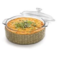 Libbey Baker's Basics Glass Casserole Baking Dish with Cover and Basket, 2-quart