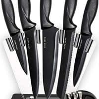 Chef Knife Set Knives Kitchen Set - Kitchen Knives Set Kitchen Knife Set with Stand - Plus Professional Knife Sharpener - 7 Piece Stainless Steel Cutlery Knives Set by HomeHero