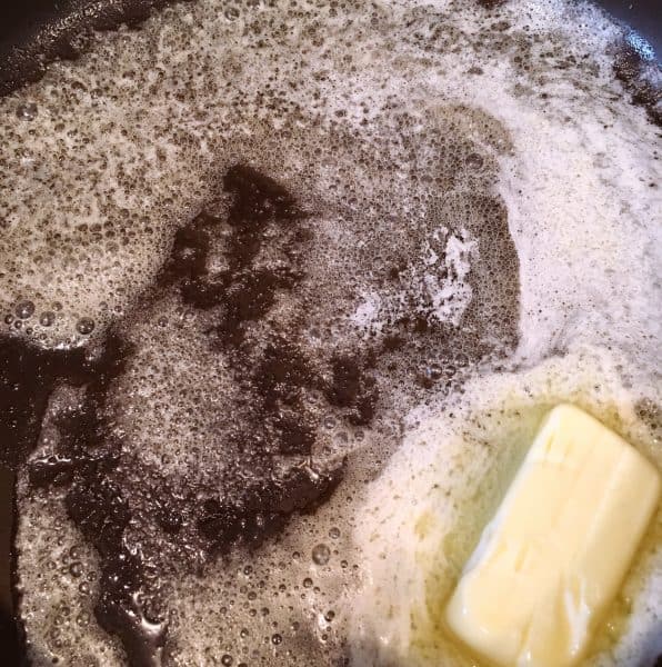 Melted butter in skillet