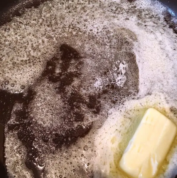 Melted butter in skillet