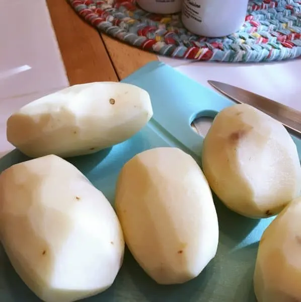 peeled potatoes for potato dish