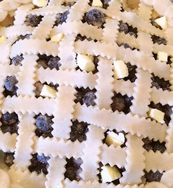 Lattice Top pie ready for the oven