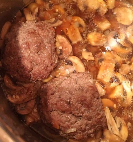 Steamed Salisbury Steak with Mushroom and broth