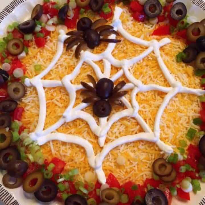 Spooky Halloween Seven Layer Taco Dip