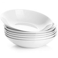 Y YHY 22-Ounce Porcelain Salad/Pasta Bowls, Soup Bowl Set, Shallow & White, Set of 6