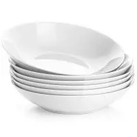 Y YHY 22-Ounce Porcelain Salad/Pasta Bowls, Soup Bowl Set, Shallow & White, Set of 6