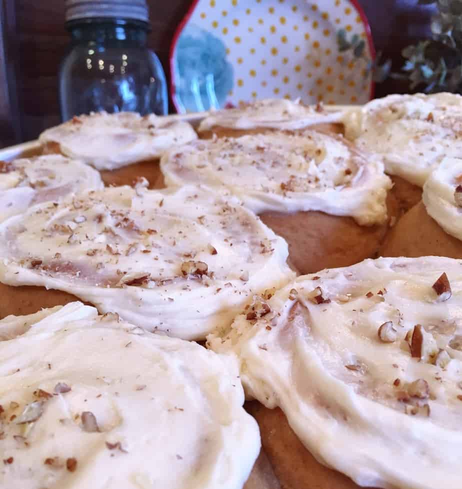 Carrot Cake Mix Cinnamon Rolls with Cream Cheese icing.