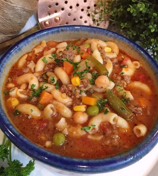 Vegetable Hamburger Macaroni Soup