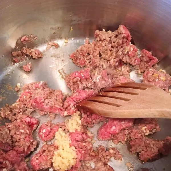 Browning Ground Beef in Pot