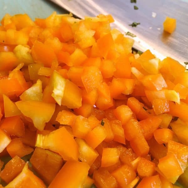diced yellow pepper for Mexican Seafood Pasta Salad