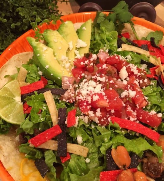 beautiful bowl full of grilled steak taco salad