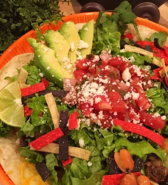 beautiful bowl full of grilled steak taco salad