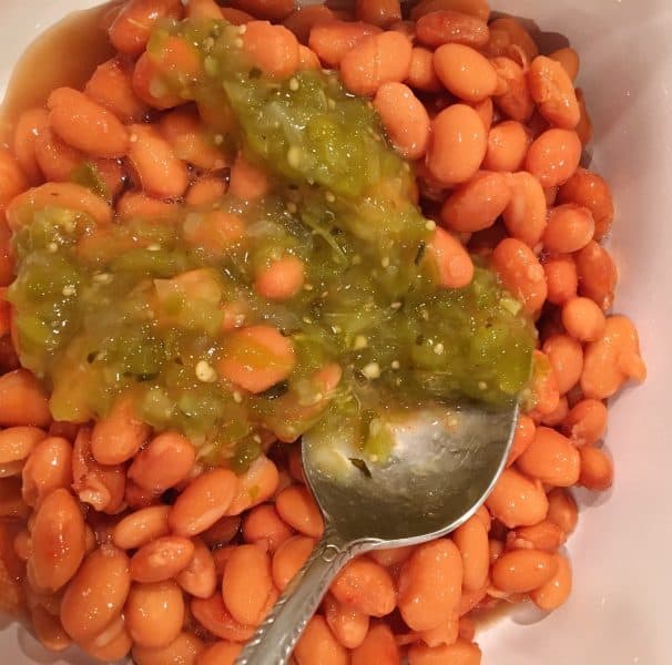 Pinto beans with green salsa verde