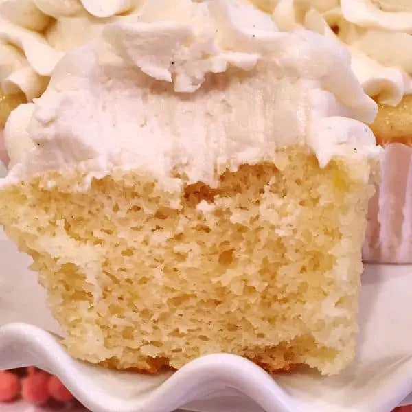 Bite out vanilla cupcake