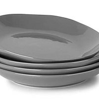 LE TAUCI 4 Piece Porcelain Salad Plate Set 8 Inch，Steel Gray