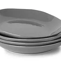 LE TAUCI 4 Piece Porcelain Salad Plate Set 8 Inch，Steel Gray