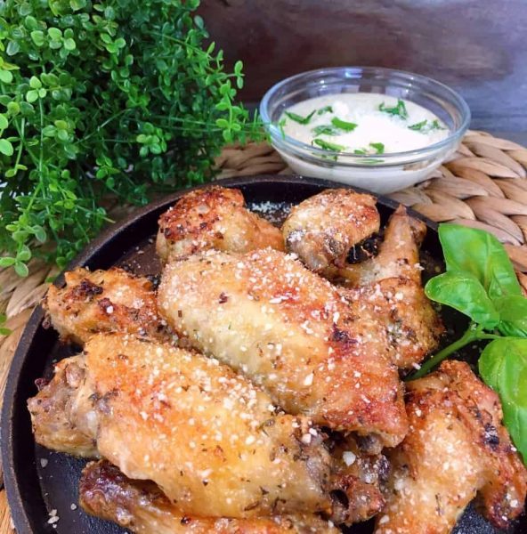 Garlic Parmesan Wings ready to eat!