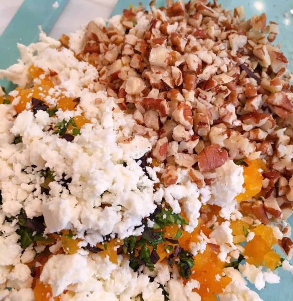 Adding feta cheese and pecans