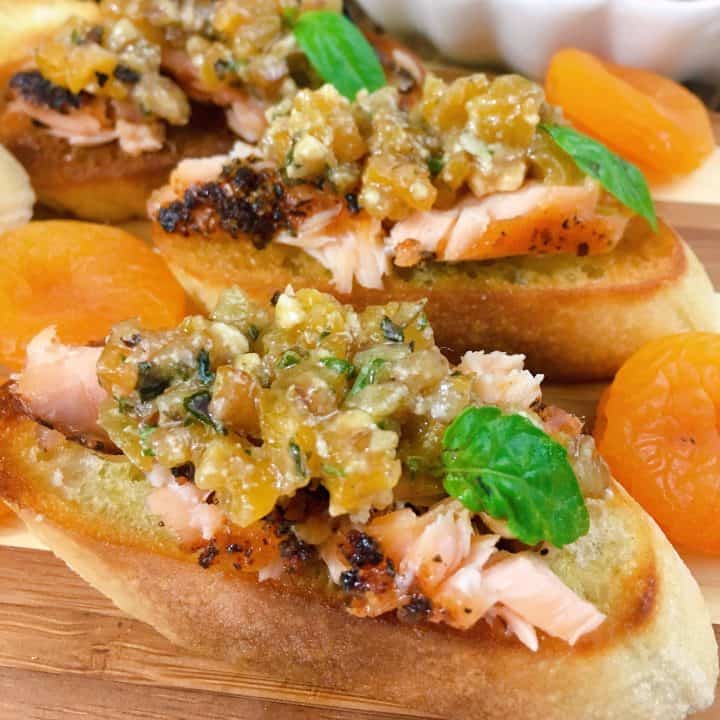 Grilled Salmon with Apricot Bruschetta
