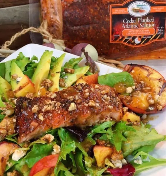 Grilled Salmon and Peach Salad