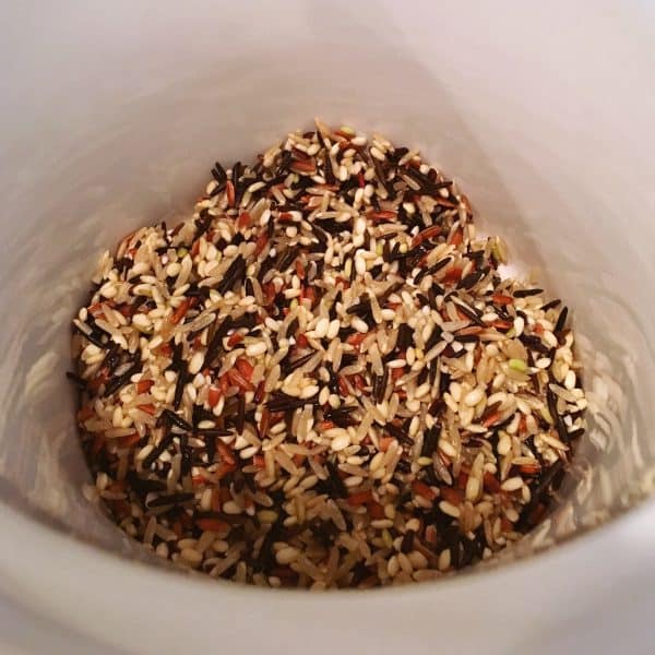 Wild Rice in slow cooker ready to cook on low.