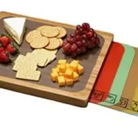 Seville Classics Easy-to-Clean Bamboo Cutting Board and 7 Color-Coded Flexible Cutting Mats with Food Icons Set