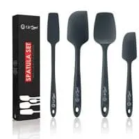 Silicone Spatula Set | 4 Versatile Tools Created for Cooking, Baking and Mixing | One Piece Design, Non-Stick & Heat Resistant | Strong Stainless Steel Core (UpGood Kitchen Utensils, Formal Grey)