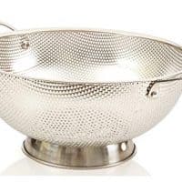 LiveFresh Stainless Steel Micro-perforated 5-Quart Colander - Professional Strainer with Heavy Duty Handles and Self-draining Solid Ring Base - Dishwasher Safe