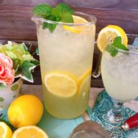 tall pitcher of fresh homemade lemonade