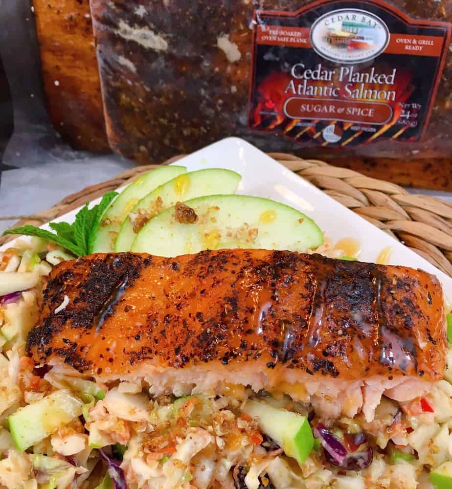 Grilled Salmon with Green Apple Slaw