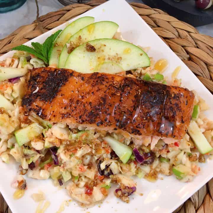 Grilled Salmon with Green Apple Slaw