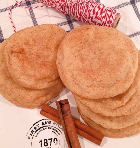 Stack of Snickerdoodles with cinnamon sticks