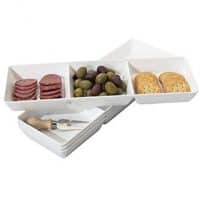 Avant 3-Compartment Plastic Appetizer Serving Tray | set of 4 White
