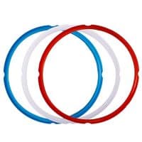 Silicone Sealing Ring for Instant Pot Accessories, Fits 5 or 6 Quart Models, Red, Blue and Common Transparent White, Sweet and Savory Edition, Pack of 3