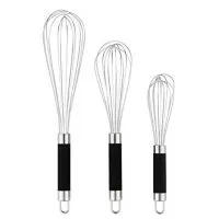 DRAGONN Set of 3 Stainless Steel Silicone Handles. Milk & Egg Beater Balloon Metal Blending, Beating and Stirring. Whisk, Stainless Steel Stainless Steel