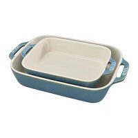 Staub 40511-924 Ceramics Rectangular Baking Dish Set, 2-piece, Rustic Turquoise