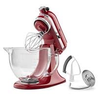 KitchenAid KSM105GBCER 5-Qt. Tilt-Head Stand Mixer with Glass Bowl and Flex Edge Beater - Empire Red