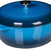 AmazonBasics Enameled Cast Iron Covered Dutch Oven, 6-Quart, Blue