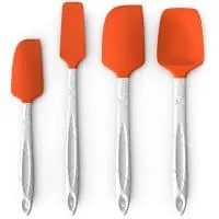 M KITCHEN WORLD Heat Resistant Silicone Spatulas Set - Rubber Spatula Kitchen Utensils Non-Stick for Cooking, Baking and Mixing - Ergonomic, Dishwasher Safe Bakeware Set of 4, Orange