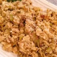 Bowl full of Bread Dumpling Slow Cooker Stuffing