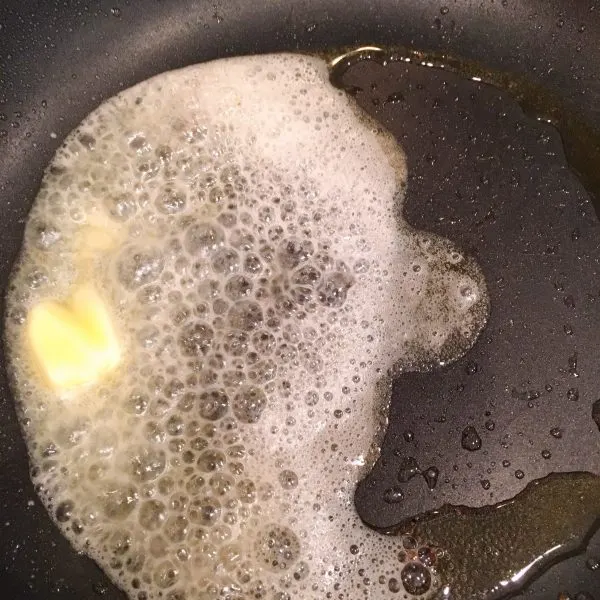 melted butter in a fry pan