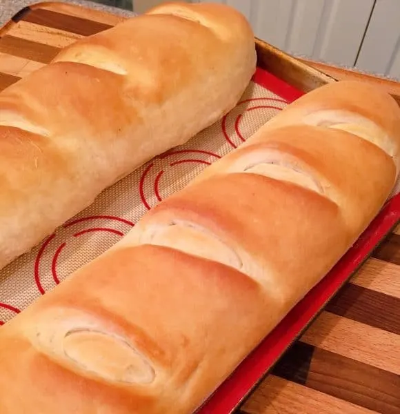 Two loafs of freshly baked French Bread.