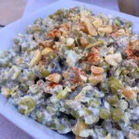 Bowl full of Grandma's Pea Salad