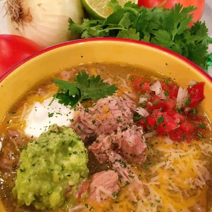 Instant Pot Chili Verde in a large bowl