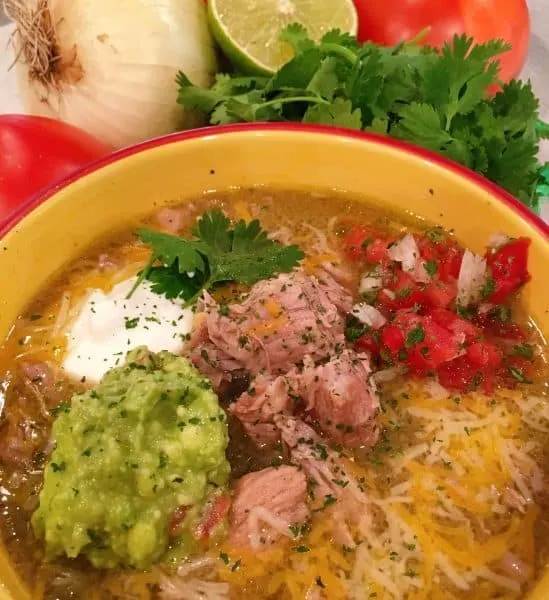 Instant Pot Chili Verde in a large bowl